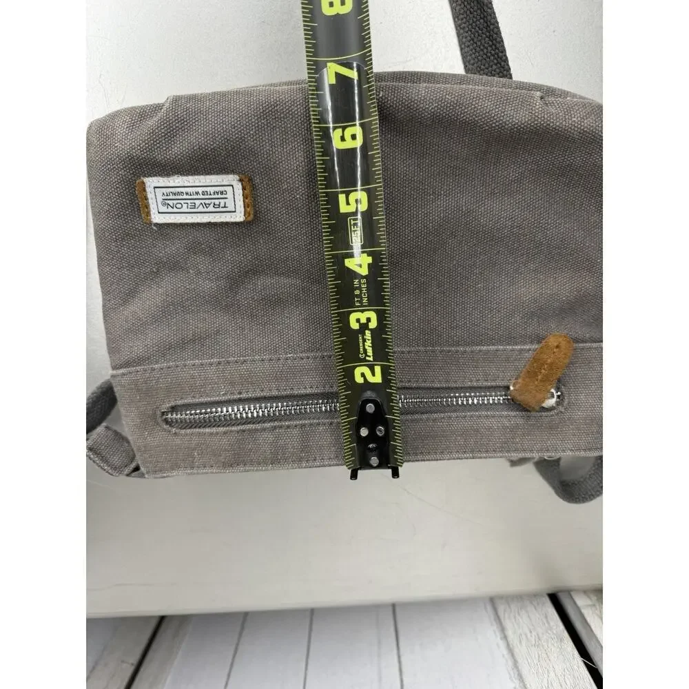 Travelon Heritage Crossbody Bag Gray RFID Cotton Canvas Suede Trim